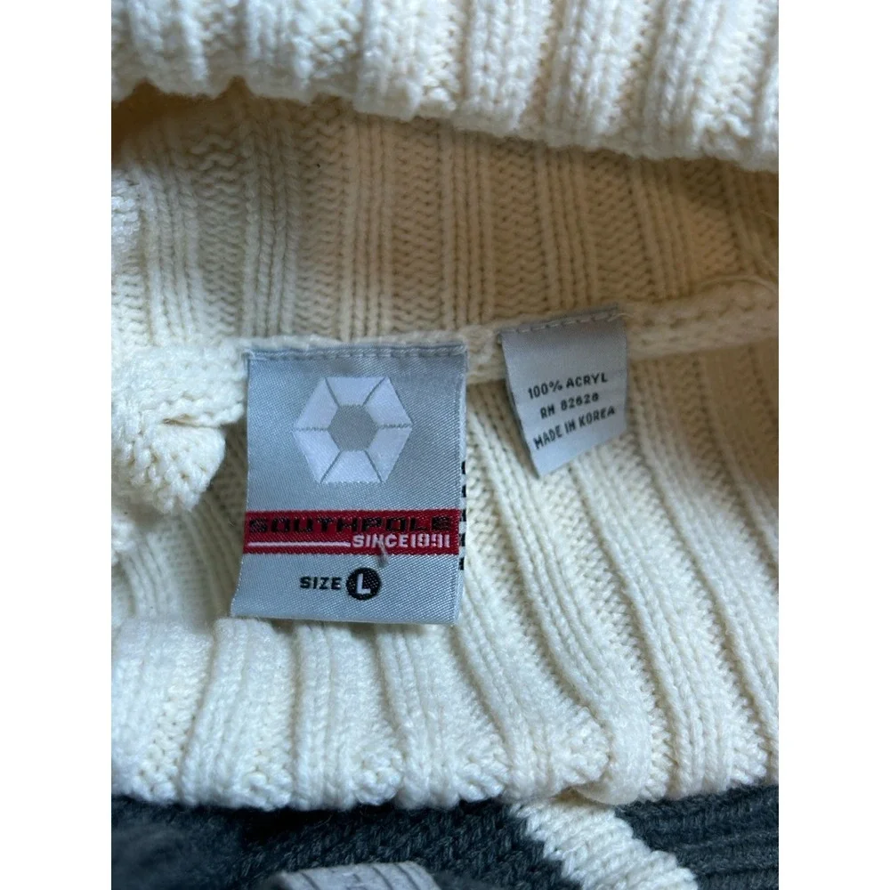 Vintage Y2k Southpole Sweater Mens Large‎ Stripe Mock Neck Ribbed Turtleneck